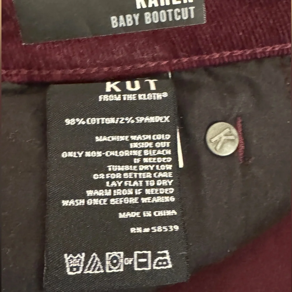Kut from the Kloth Baby Bootcut Burgundy Corduroy Jeans - Picture 4 of 8